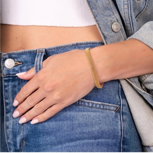 Gold 18k Gold Plated Mesh Bracelet - Picture 2 of 3